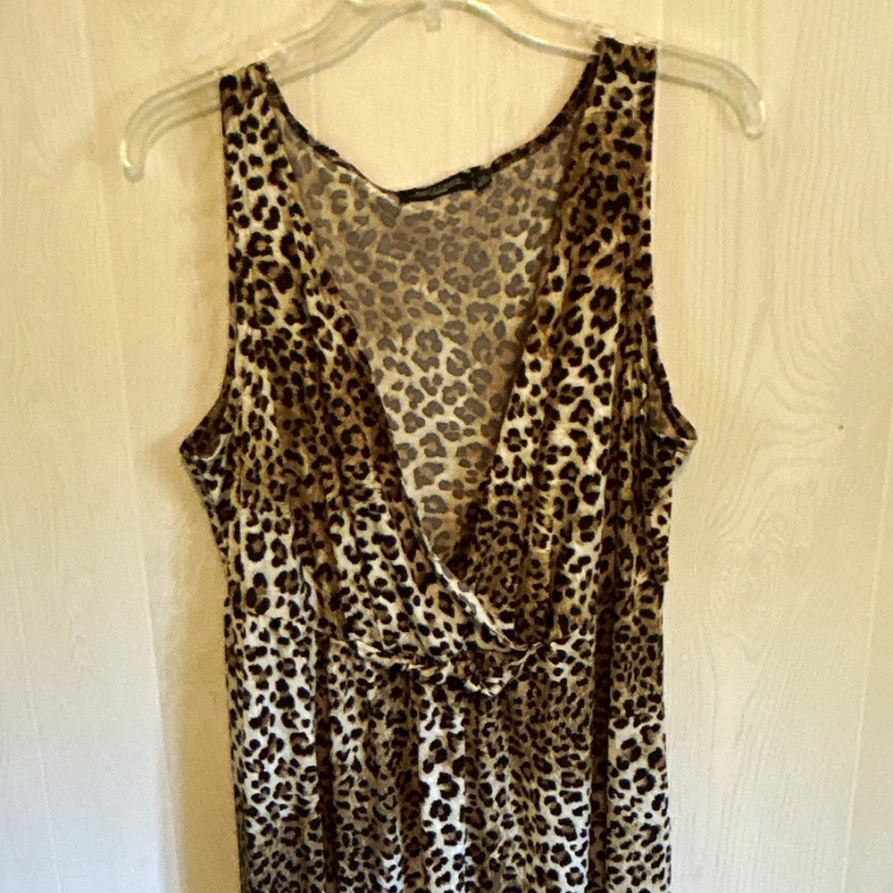 Notations dress 1X Leopard Animal Print Sleeveless V-Neck Long Maxie